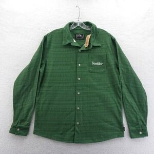 Locale Shirt Women Large Boulder Green Pattern Long Sleeve Button Front Mid Y2k